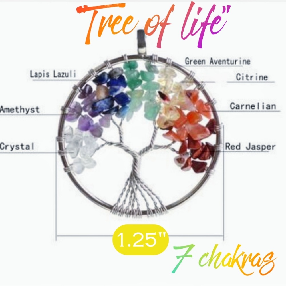 !🌈7 chakra Healing Tree of Life earrings - Picture 4 of 6